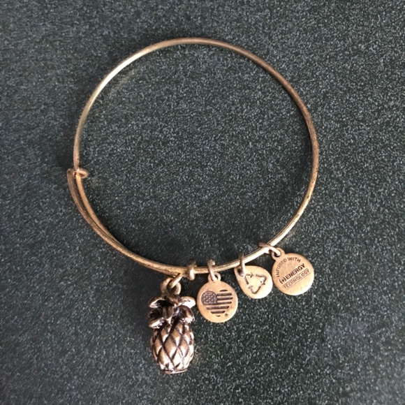 Alex and Ani Expandable Wire Bracelet Pineapple Charm - Picture 10 of 13